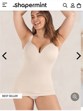 Shapermint Cream Seamless Sculpting Tank with Built-In Support